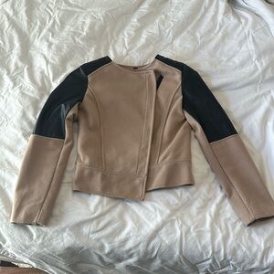 Venti6 Tan Wool look jacket with leather size M